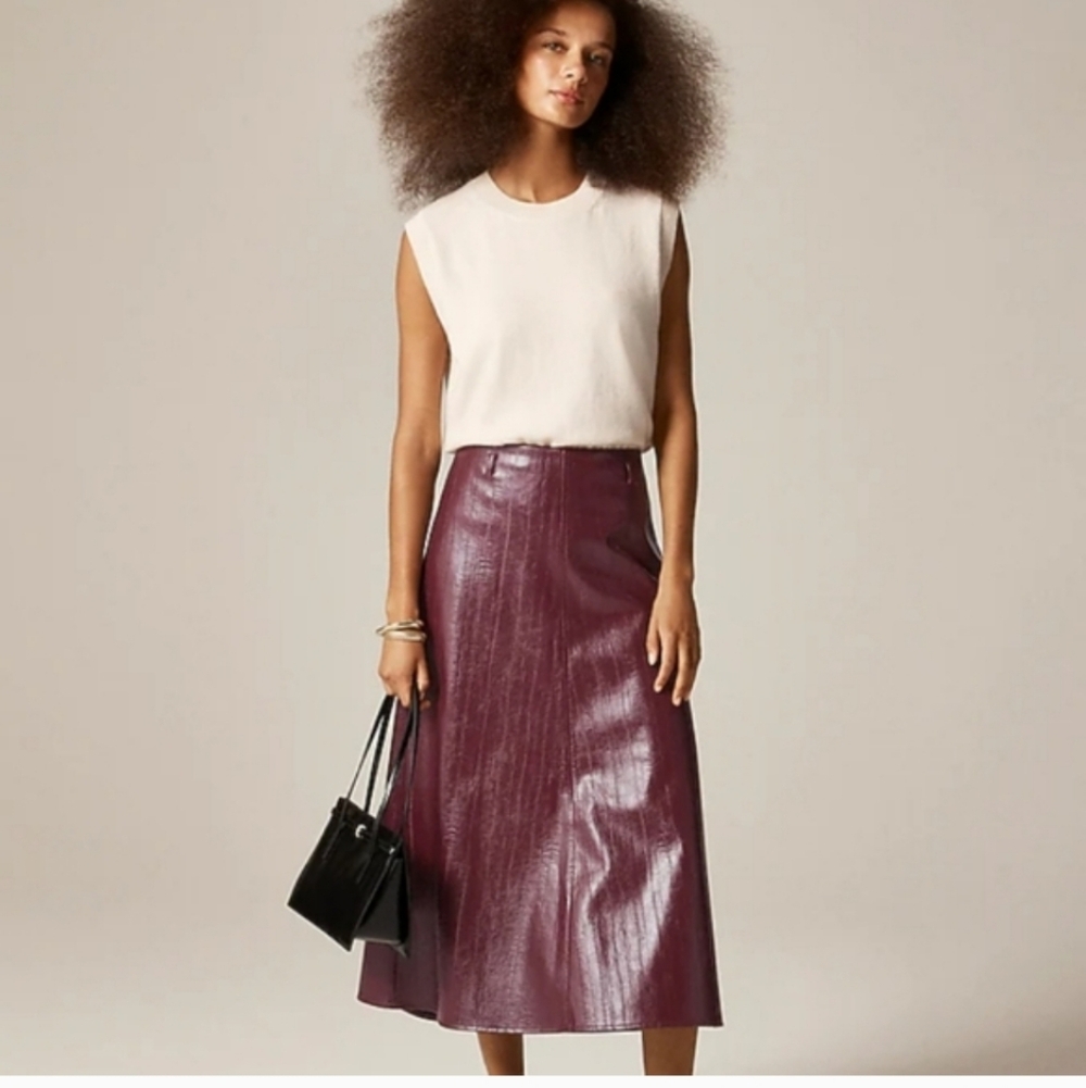 J Crew Collection A-line skirt in faux eel-skin leather CM752 Size 4